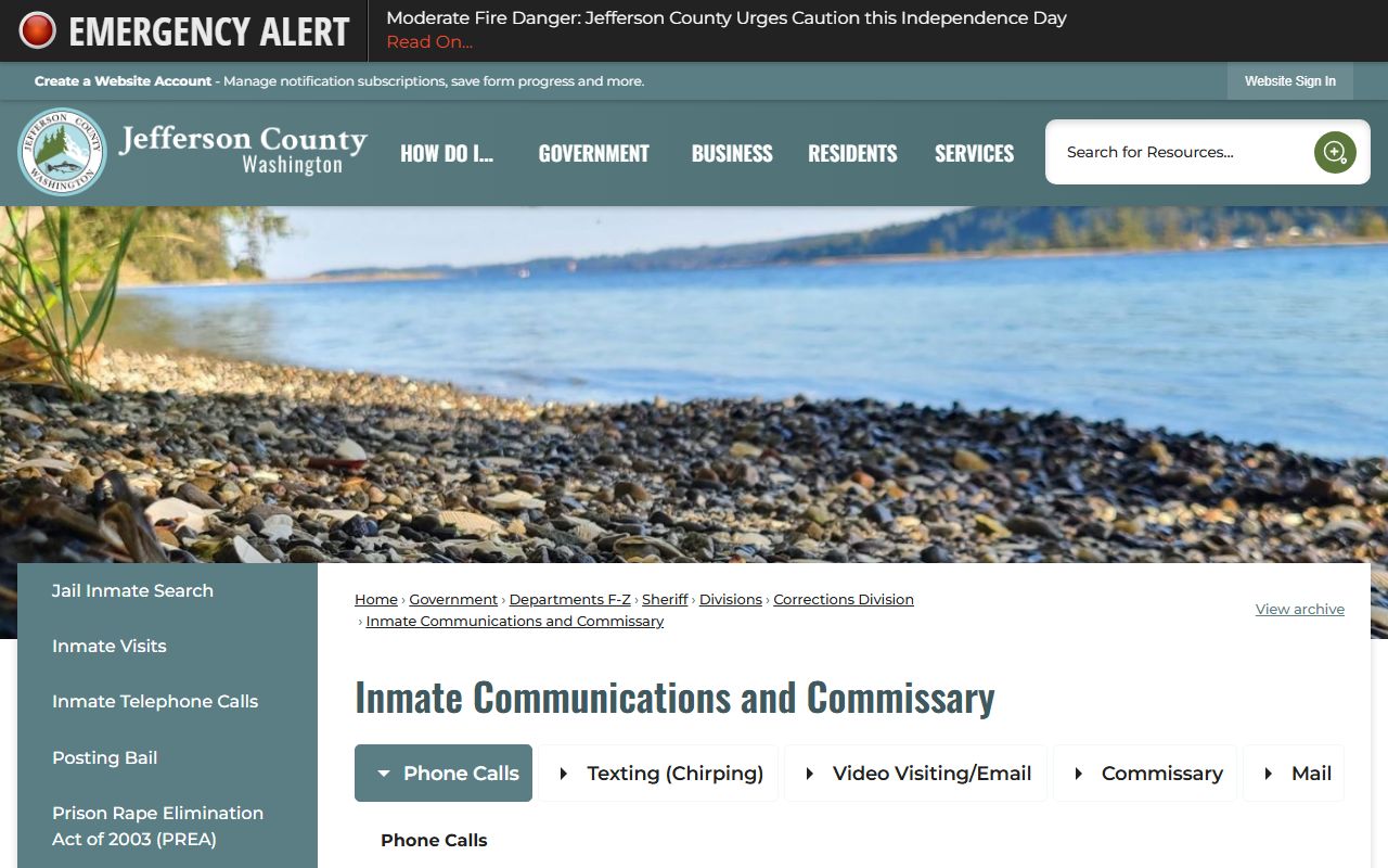 Jefferson County Jail inmate communications and commissary services