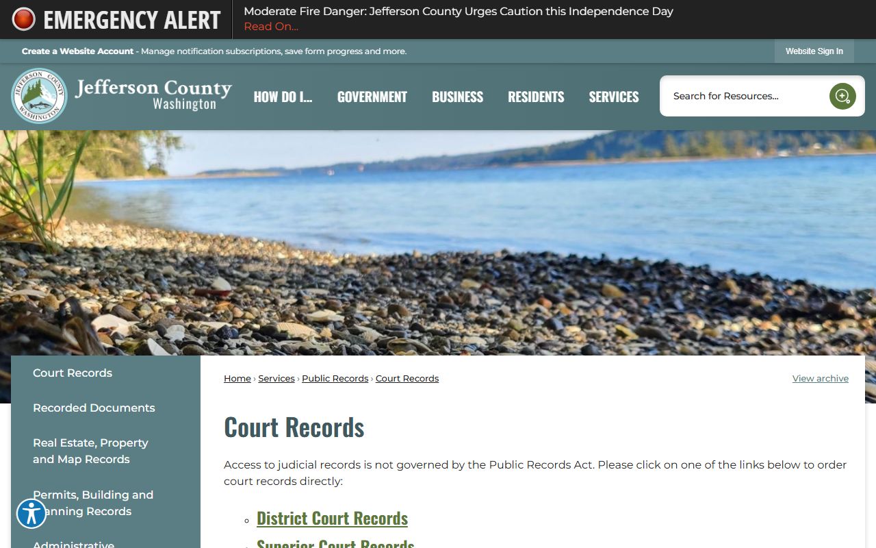 Jefferson County court records after jail arrest routing page
